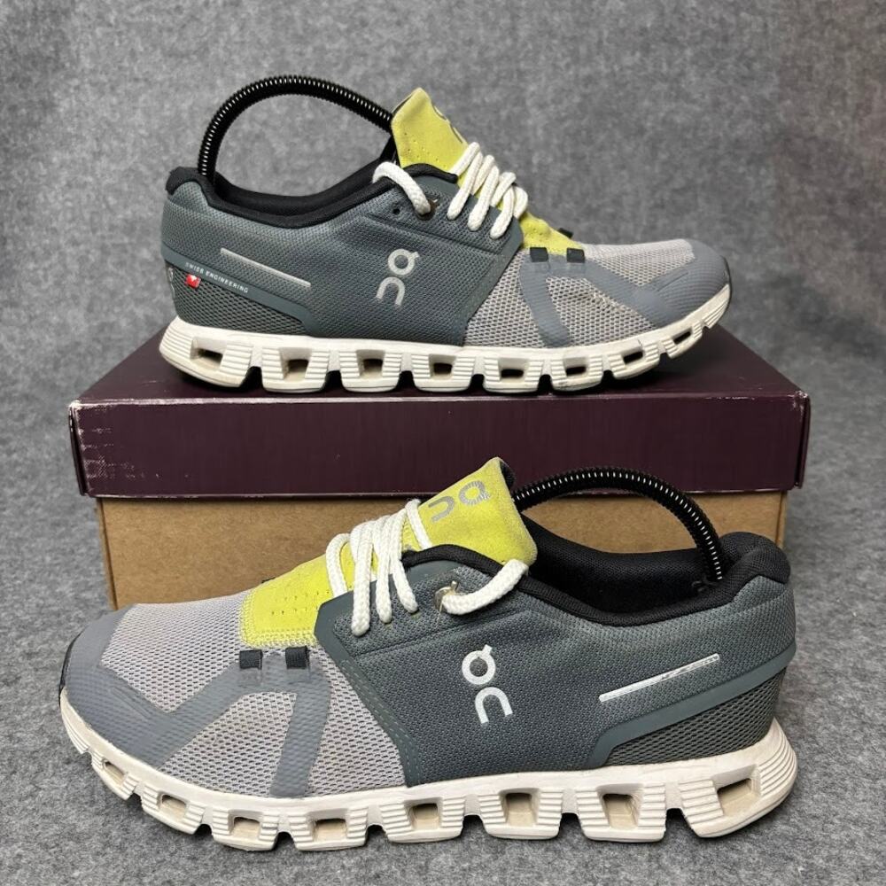 On Cloud 5 Gray Yellow Mesh Athletic Running Shoes Mens Size 9.5 US 59.998364